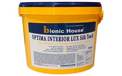 Optima Interior Lux silk touch - Зносостійка інтер'єрна фарба з шовковистою поверхнею 14кг Білий